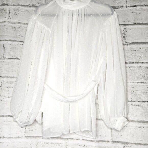 NEW Asos White Sheer Long-Sleeved Women's Blouse Size 8 - Picture 1 of 7